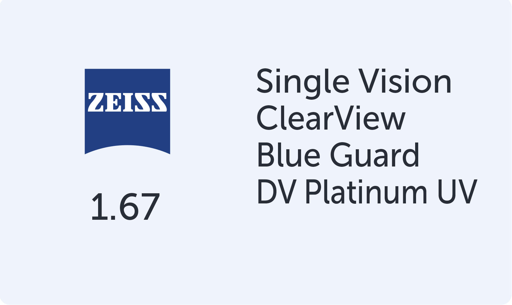 Carl Zeiss SV ClearView 1.67 BlueGuard DVP UV