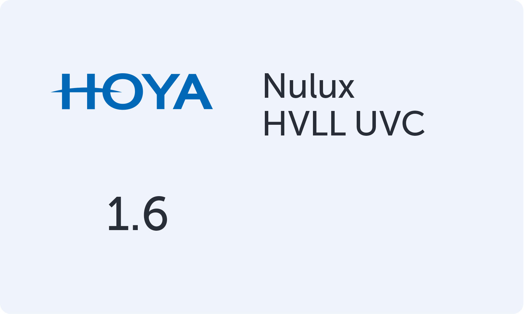 HOYA Nulux 1.6 HVLL UVC