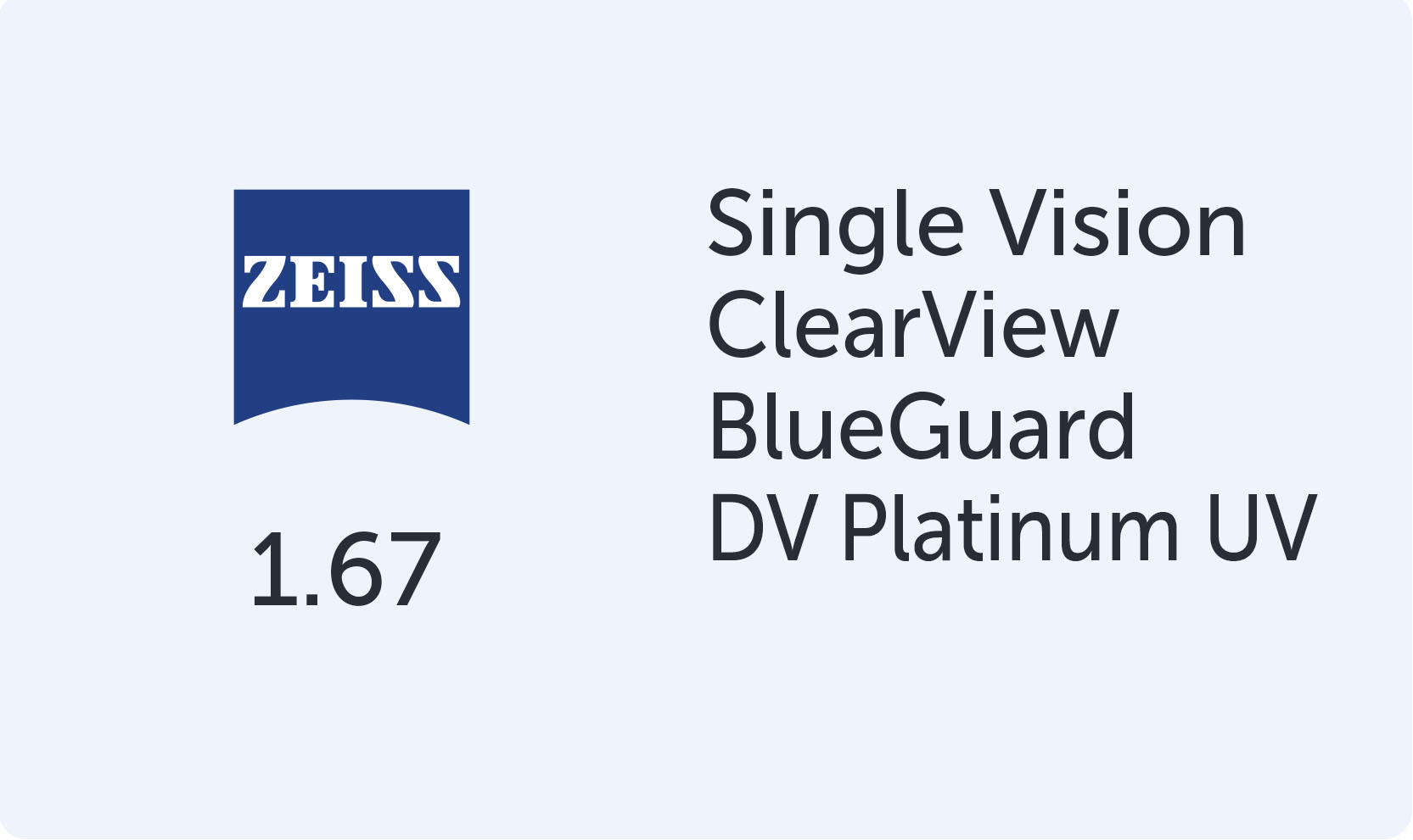 Carl Zeiss SV ClearView 1.67 BlueGuard DVP UV