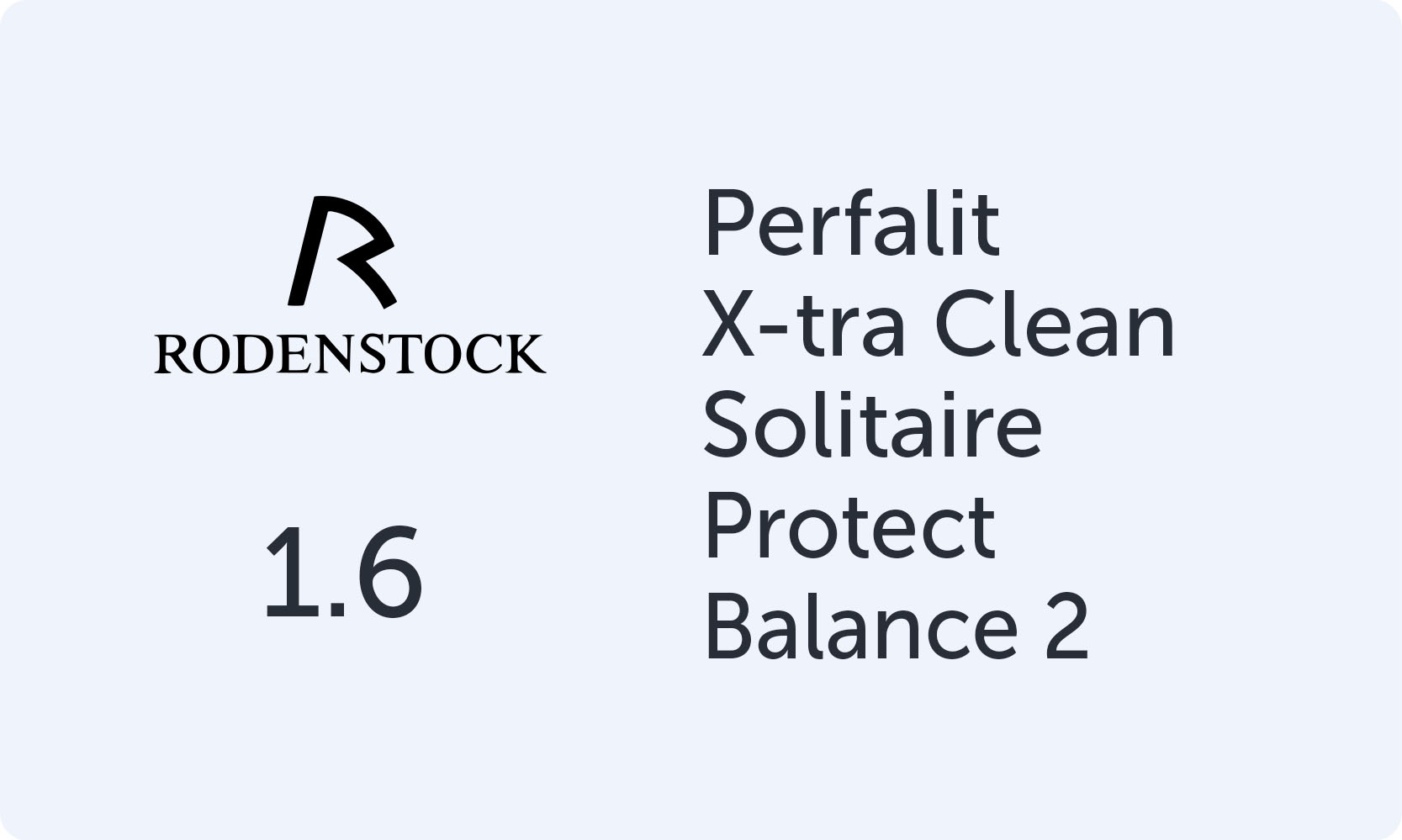 Rodenstock Perfalit 1.6 Solitaire Protect Balance 2 X-tra Clean