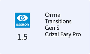 Essilor Orma 1.5 Transitions Gen S Crizal Easy Pro