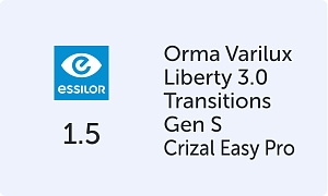 Essilor Varilux Liberty 3.0 Orma 1.5 Transitions Gen S Crizal Easy Pro